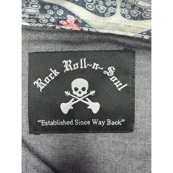 Rock Roll 'N' Soul Men's Long Sleeve Blue Button Up Shirt - Size L - Picture 3 of 4